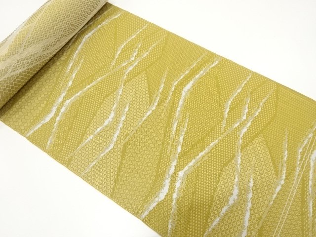 JAPANESE KIMONO / ANTIQUE GEOMETRIC PATTERN WOVEN EIGHT-SIDED OBI BOLT